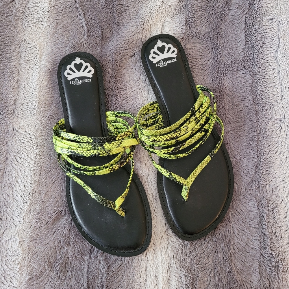 Neon Snakeskin Print Sandals size 9.5